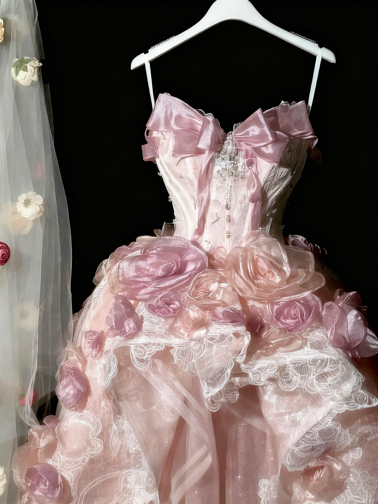 Popular Prom Dress Sweetheart Lace Flower Ball Gown Sweet 16 Dress Evening Dress   D3712