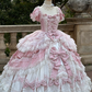Newest Prom Dress Square Neck Lace Tiered Ball Gown Quinceanera Dress Evening Dress   D3714