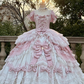 Newest Prom Dress Square Neck Lace Tiered Ball Gown Quinceanera Dress Evening Dress   D3714