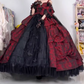 Beauty Prom Dress Black and Wine Red Off Shoulder Pleated Ball Gown Sweet 16 Dress Evening Dress   D3718
