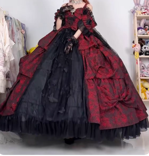 Beauty Prom Dress Black and Wine Red Off Shoulder Pleated Ball Gown Sweet 16 Dress Evening Dress   D3718