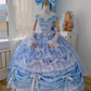 Luxury Prom Dress V-neck Pleated Tiered Ball Gown Quinceanera Outfits Evening Dress   D3722