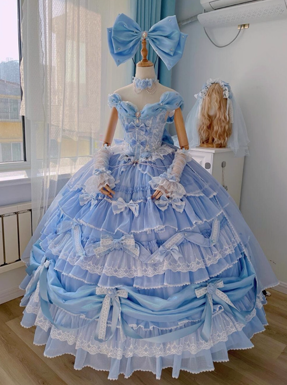 Luxury Prom Dress V-neck Pleated Tiered Ball Gown Quinceanera Outfits Evening Dress   D3722