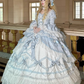 New Arrival Prom Dress Square Neck Lace Tiered Ball Gown Quinceanera Outfits Evening Dress   D3723
