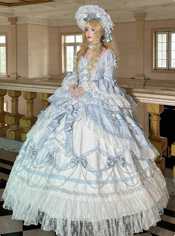 New Arrival Prom Dress Square Neck Lace Tiered Ball Gown Quinceanera Outfits Evening Dress   D3723