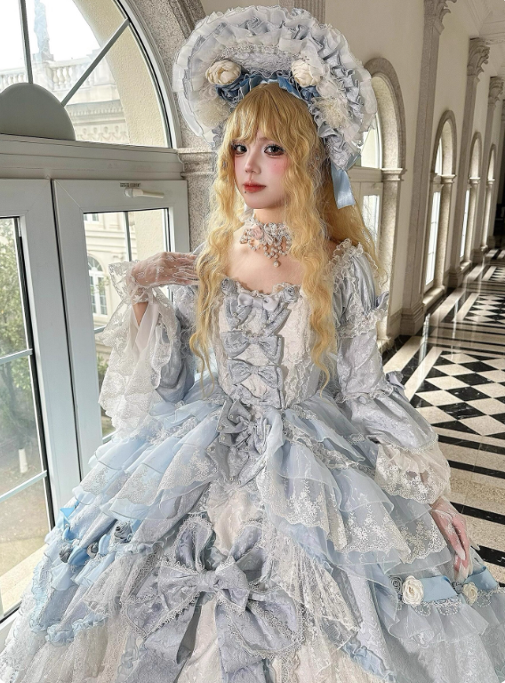 New Arrival Prom Dress Square Neck Lace Tiered Ball Gown Quinceanera Outfits Evening Dress   D3723