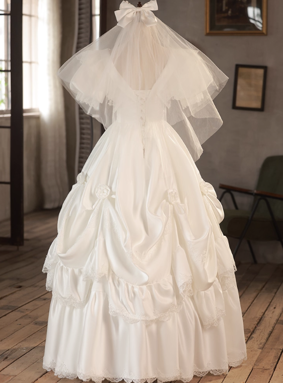 Robe de mariée beauté A-Line, décolleté en cœur, plissée, D3302