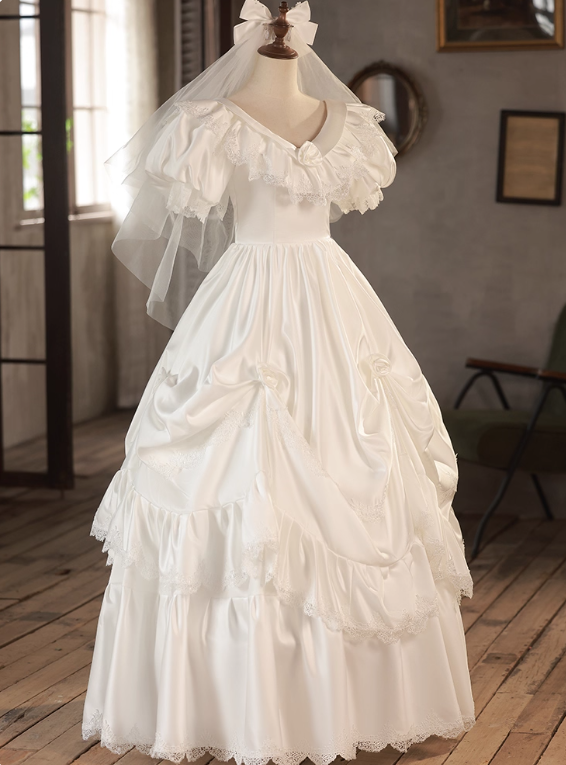 Robe de mariée beauté A-Line, décolleté en cœur, plissée, D3302