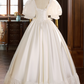 Vintage Wedding Dress Square Neck Lace Pleated Wedding Dress  D3727