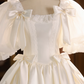 Vintage Wedding Dress Square Neck Lace Pleated Wedding Dress  D3727