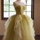 Pretty Prom Dress Spaghetti Straps Tulle Pleated Ball Gown Evening Dress Birthday Party Outfits   D3730