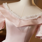 Sweet Prom Dress Pink Crew Neck Pleated Ball Gown Evening Dress Birthday Party Outfits   D3731