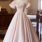 Sweet Prom Dress Pink Crew Neck Pleated Ball Gown Evening Dress Birthday Party Outfits   D3731