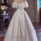 Vintage Wedding Dress Off Shoulder Lace Pleated Wedding Dress  D3733
