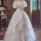 Vintage Wedding Dress Off Shoulder Lace Pleated Wedding Dress  D3733