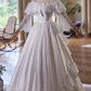 Vintage Wedding Dress V-neck Lace Pleated Wedding Dress  D3734