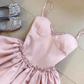 Popular Homecoming Dress Spaghetti Straps Pleated Flower Short Prom Dress Birthday Party Outfits     D3737