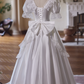 Retro Wedding Dress V-neck Pleated Lace Bowknot Wedding Dress  D3738