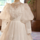Vintage Wedding Dress High Collar Pleated Lace Wedding Dress  D3739