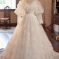 Vintage Wedding Dress High Collar Pleated Lace Wedding Dress  D3739