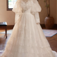 Vintage Wedding Dress High Collar Pleated Lace Wedding Dress  D3739