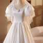 Minimalist Wedding Dress Crew Neck Pleated Wedding Dress  D3740