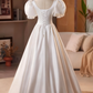 Minimalist Wedding Dress Crew Neck Pleated Wedding Dress  D3740