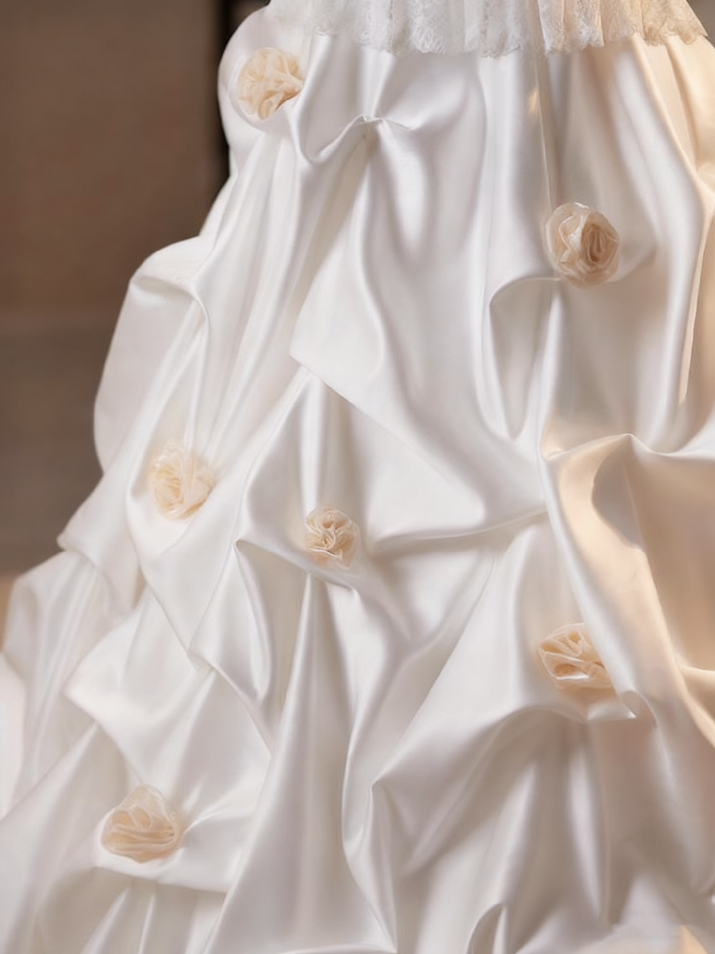 Newest Wedding Dress Strapless Flower Pleated Wedding Dress  D3741