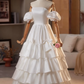 Newest Wedding Dress Off Shoulder Pleated Tiered Wedding Dress  D3742