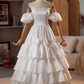 Newest Wedding Dress Off Shoulder Pleated Tiered Wedding Dress  D3742