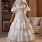 Newest Wedding Dress Off Shoulder Pleated Tiered Wedding Dress  D3742