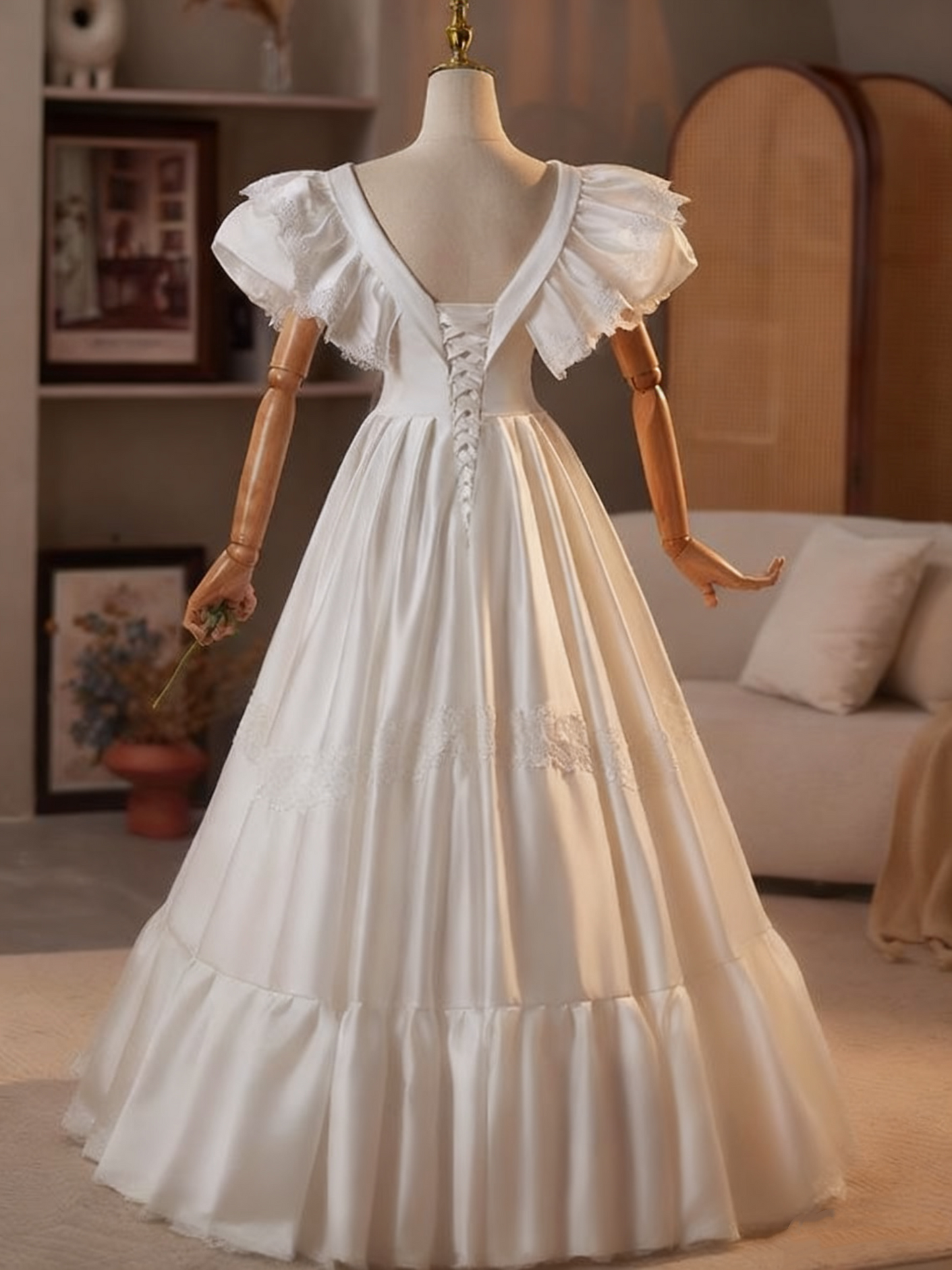 Robe de mariée beauté A-Line, décolleté en cœur, plissée, D3302