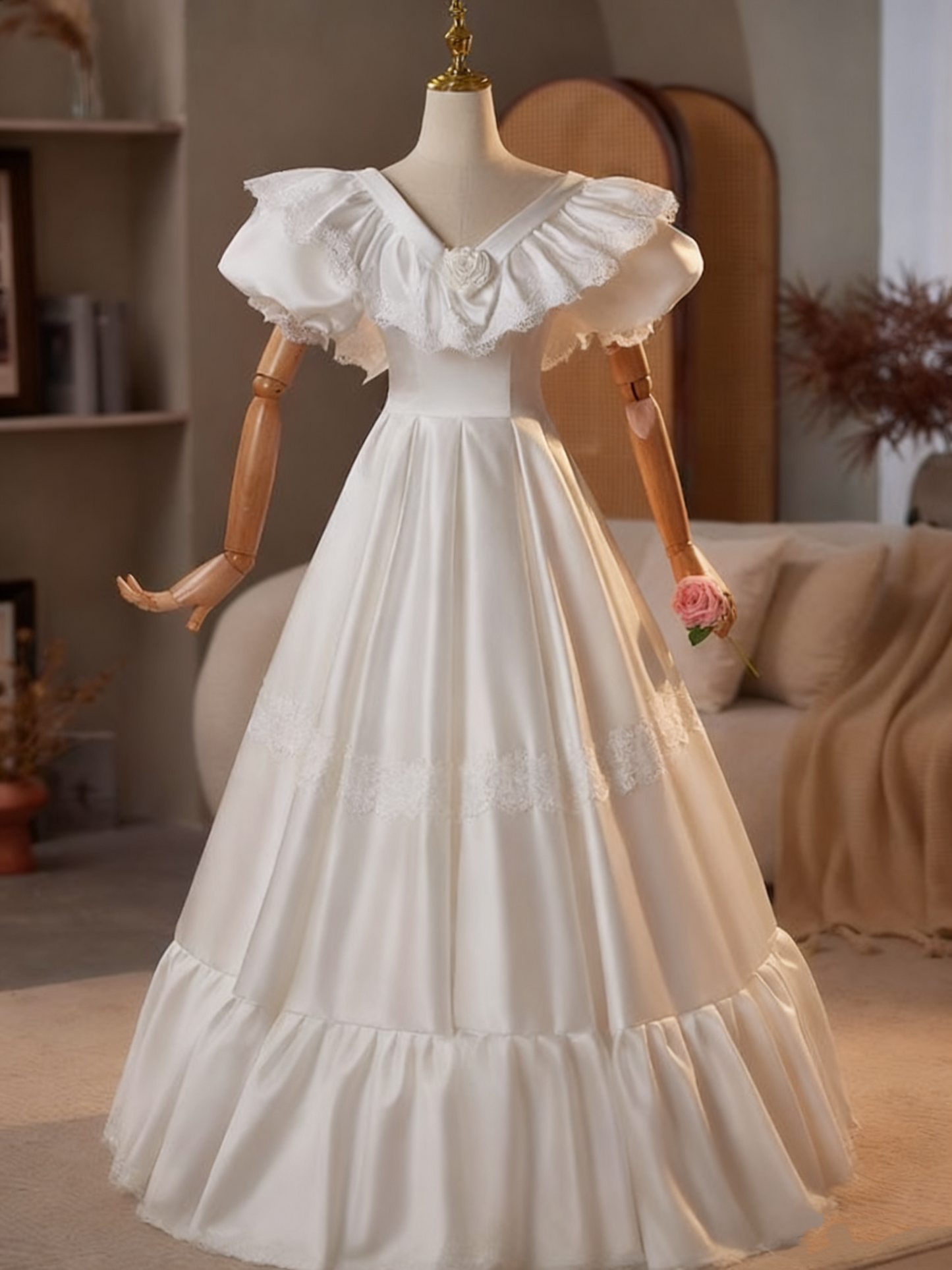 Robe de mariée beauté A-Line, décolleté en cœur, plissée, D3302