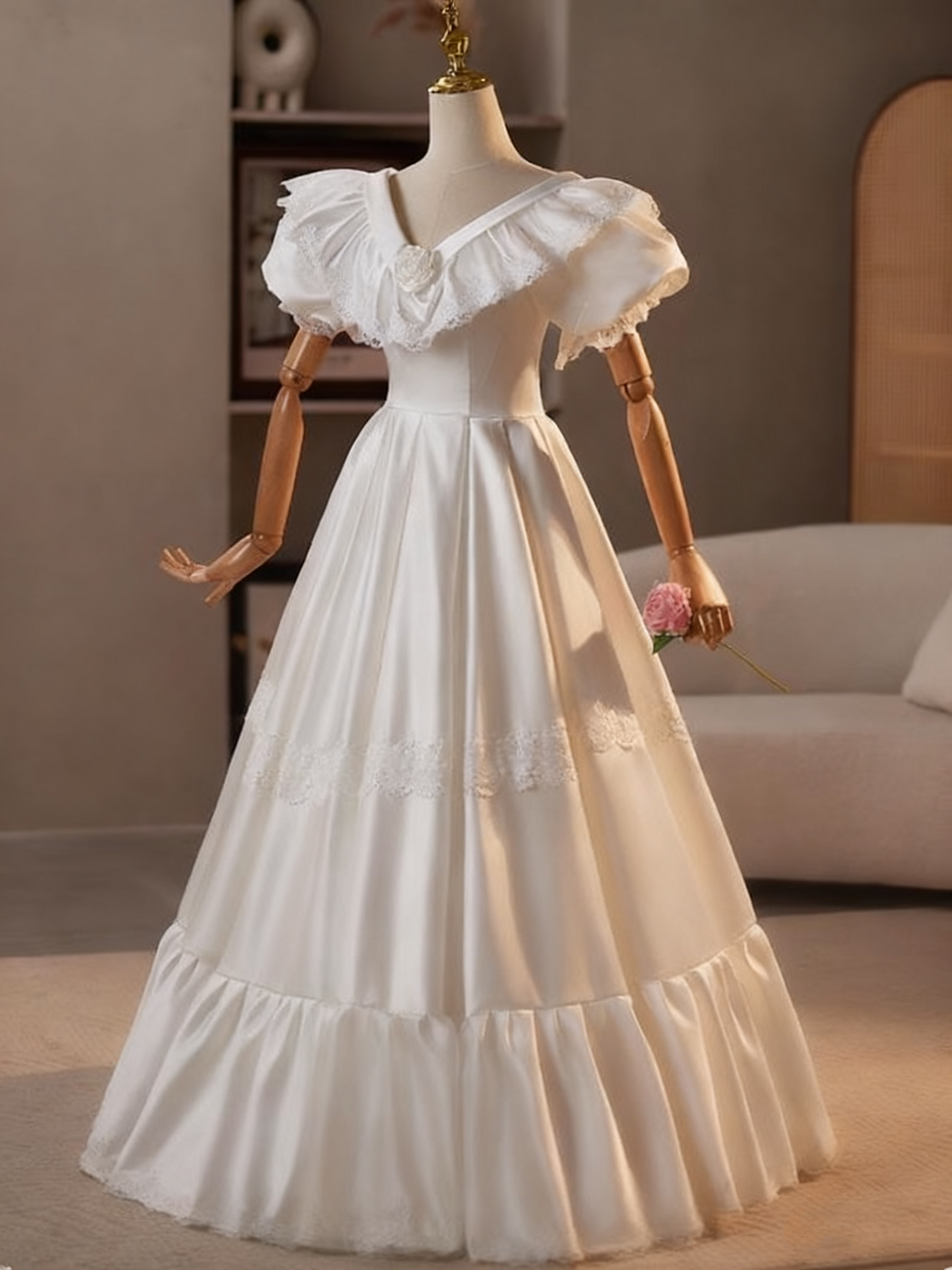Robe de mariée beauté A-Line, décolleté en cœur, plissée, D3302