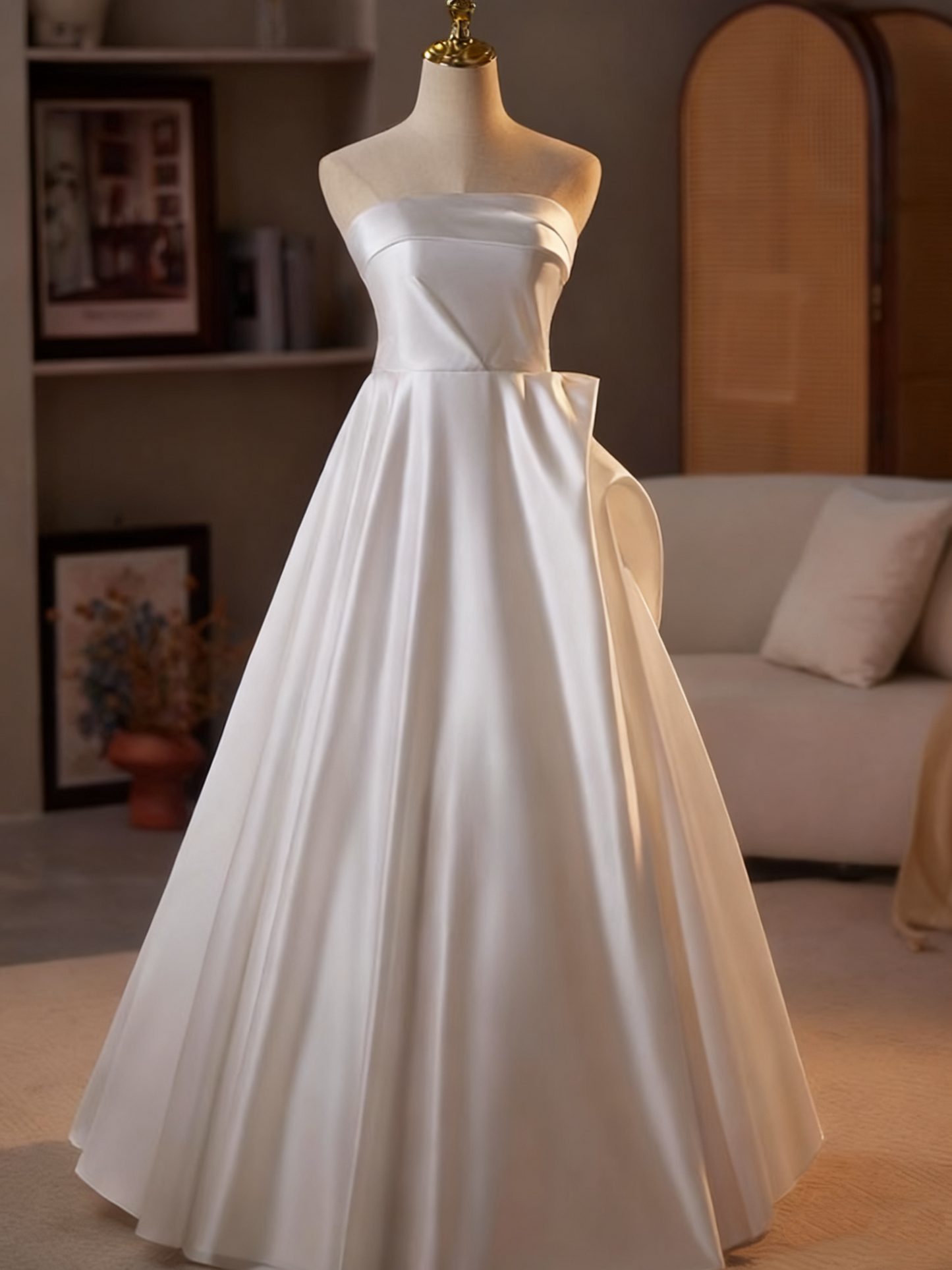 Robe de mariée beauté A-Line, décolleté en cœur, plissée, D3302