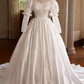 Vintage Wedding Dress Long Sleeve Lace Pleated Wedding Dress  D3750