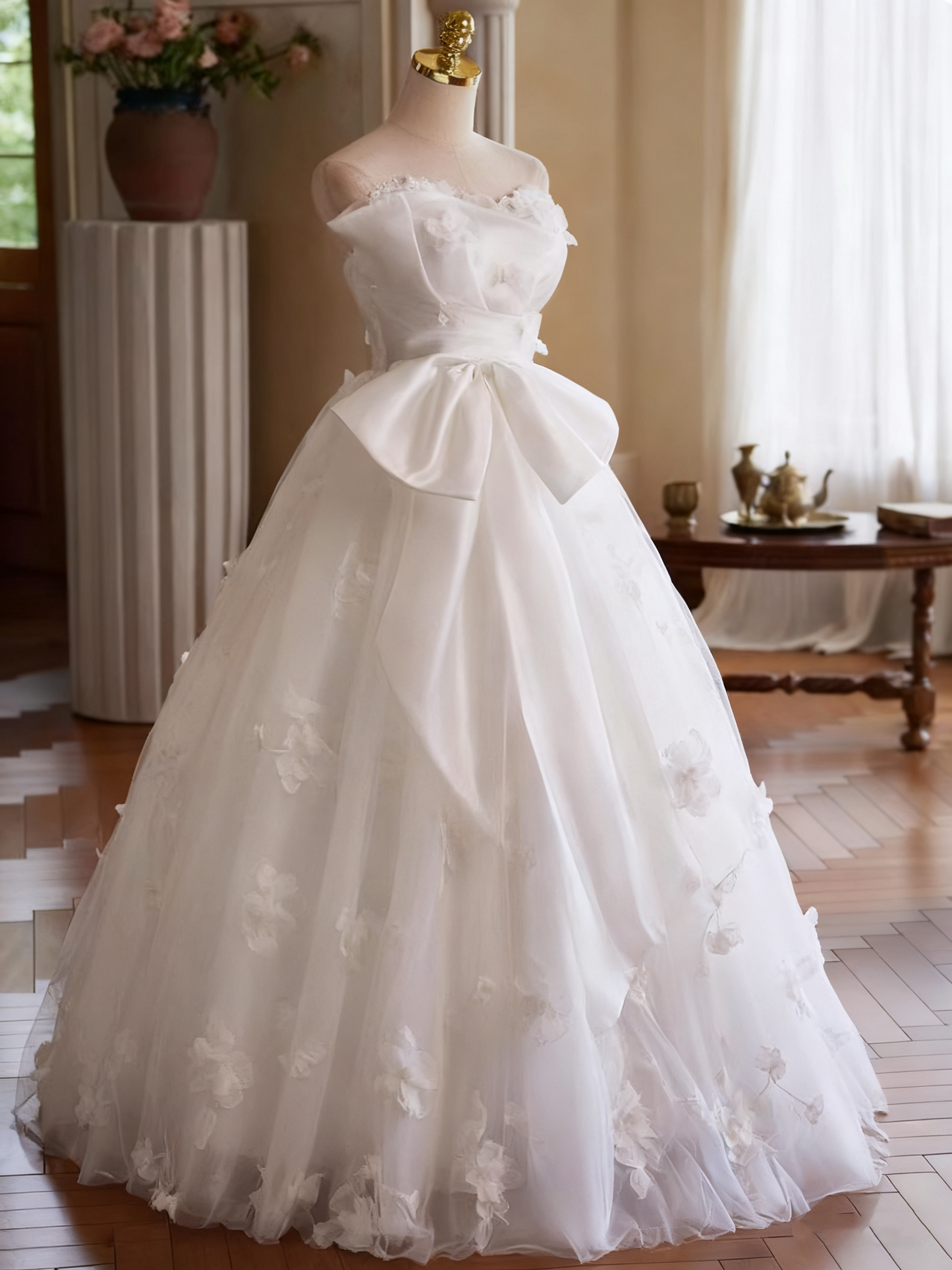 Robe de mariée beauté A-Line, décolleté en cœur, plissée, D3302