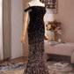 Shiny Prom Dress Off Shoulder Mermaid Evening Dress Gala Gown    D3752