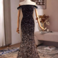 Shiny Prom Dress Off Shoulder Mermaid Evening Dress Gala Gown    D3752