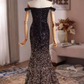 Shiny Prom Dress Off Shoulder Mermaid Evening Dress Gala Gown    D3752