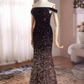 Shiny Prom Dress Off Shoulder Mermaid Evening Dress Gala Gown    D3752