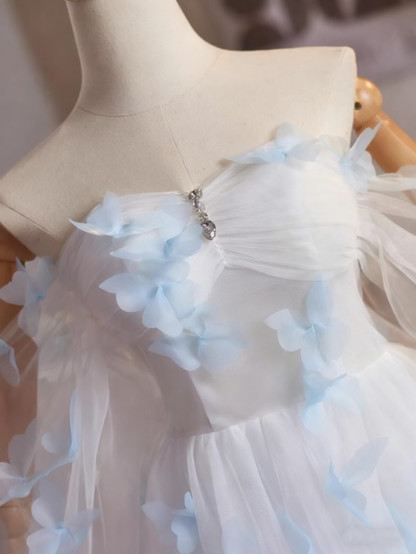 Romantic Prom Dress Off Shoulder Tulle Butterfly Evening Dress Gala Dress   D3755