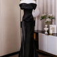 Minimalist Prom Dress Black Off Shoulder Pleated Mermaid Evening Dress Gala Dress  D3756