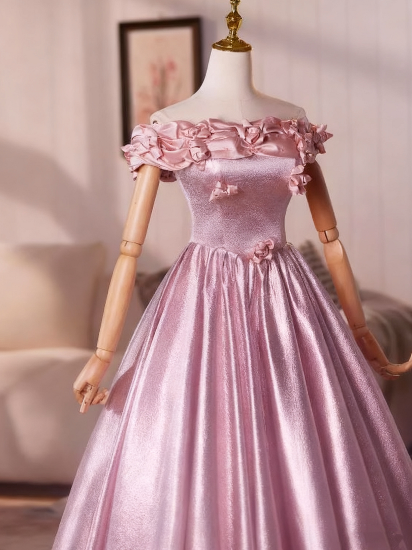 Beauty Prom Dress Off Shoulder Pleated Ball Gown Evening Dress Sweet 16 Dress   D3758