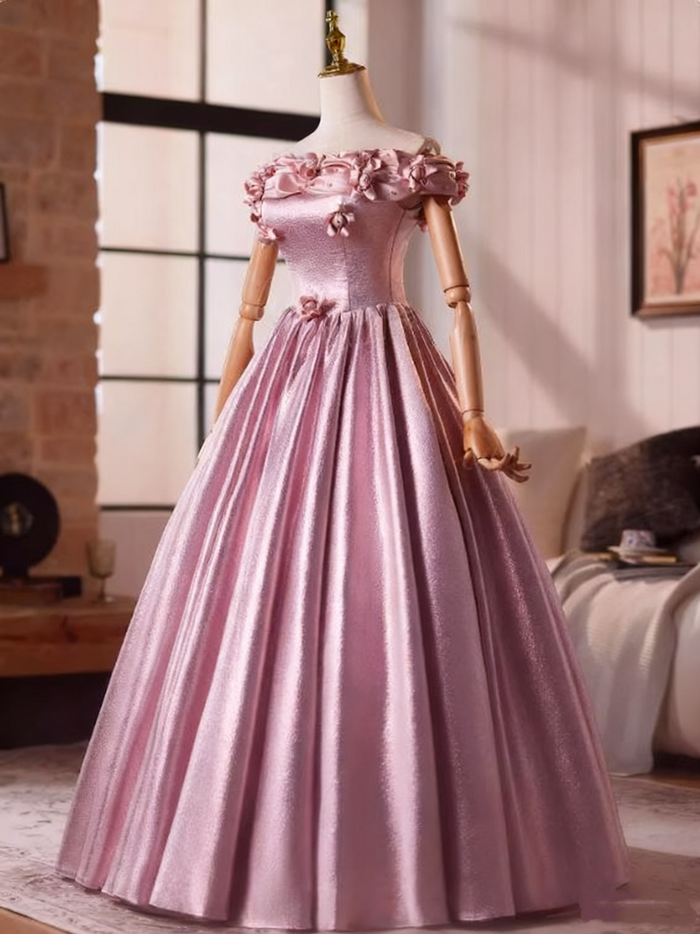 Beauty Prom Dress Off Shoulder Pleated Ball Gown Evening Dress Sweet 16 Dress   D3758