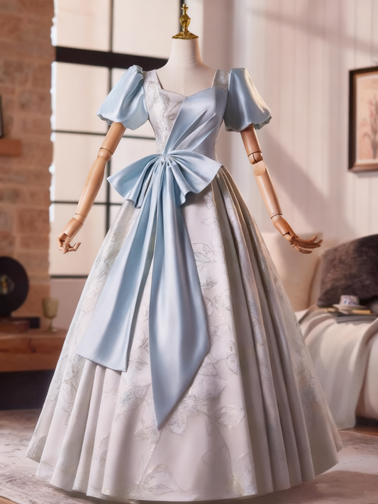 Stunning Prom Dress V-neck Pleated Print Ball Gown Evening Dress   D3761