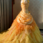 New Arrival Prom Dress One Shoulder Pleated Ruffle Ball Gown Quinceanera Dress   D3763
