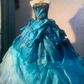 Charming Prom Dress Strapless Pleated Ruffle Ball Gown Evening Dress Birthday Outfits    D3767