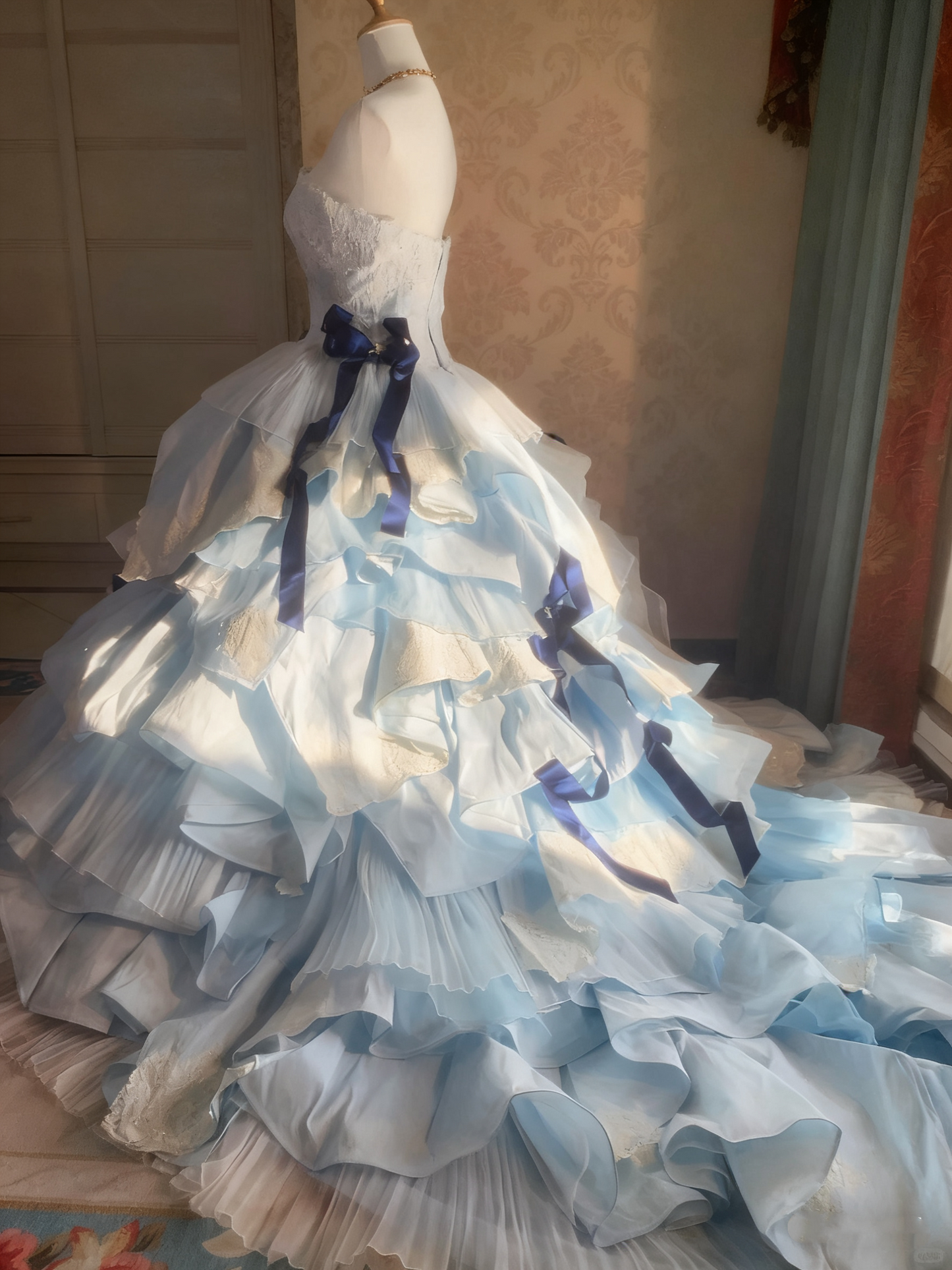 Sweet Prom Dress Strapless Pleated Tiered Ball Gown Evening Dress Birthday Outfits     D3768