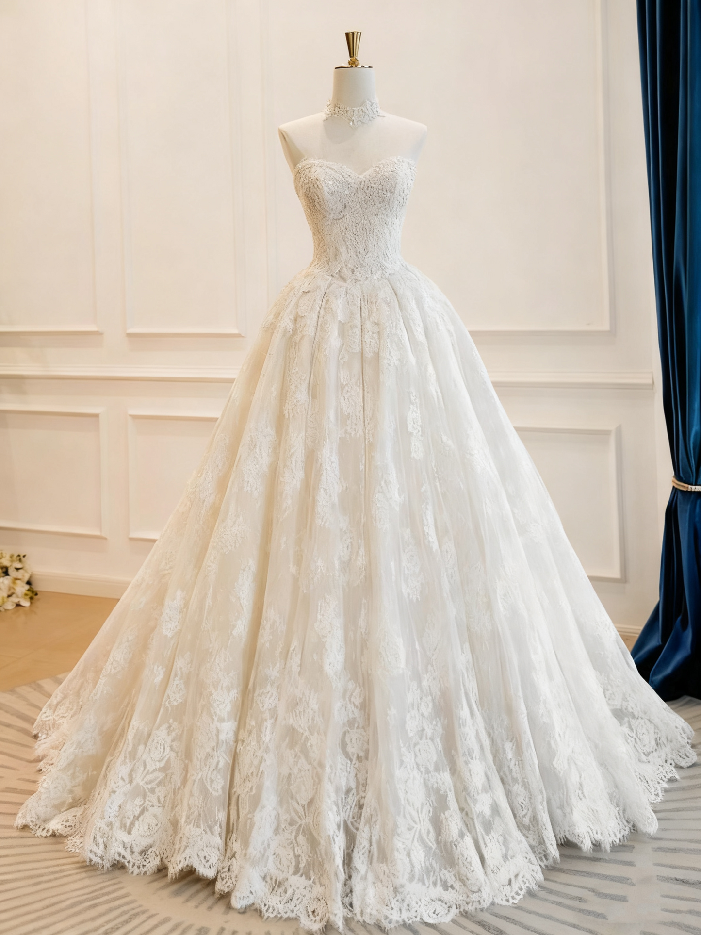 Robe de mariée beauté A-Line, décolleté en cœur, plissée, D3302